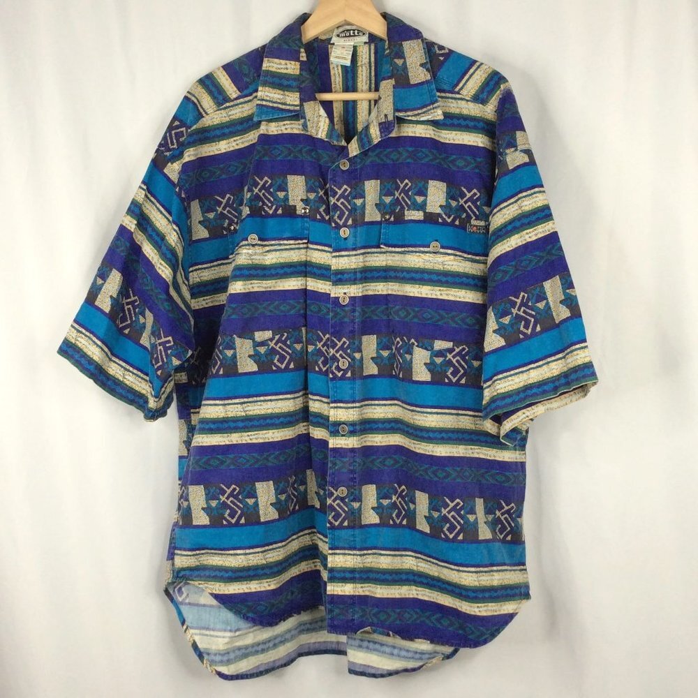Vintage‎ 80s Motto Reddot Shirt Men Size Large All Over Print M'Otto